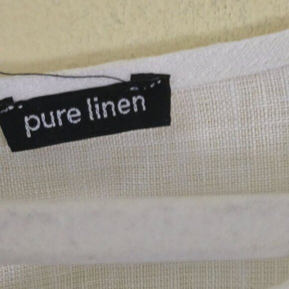 Harvé Benard NWT Pure Linen Buttoned Side Lagonlook White Top Size L - Picture 7 of 7